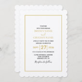 Minimalistisch Eenvoudig Gold Black en White Weddi Kaart (Voorkant / Achterkant)