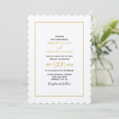 Minimalistisch Eenvoudig Gold Black en White Weddi Kaart (Staand voorkant)