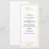 Minimalistisch Eenvoudig Gold Black en White Weddi Menu (Voorkant / Achterkant)