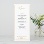 Minimalistisch Eenvoudig Gold Black en White Weddi Menu (Staand voorkant)