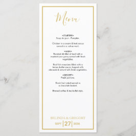Minimalistisch Eenvoudig Gold Black en White Weddi Menu