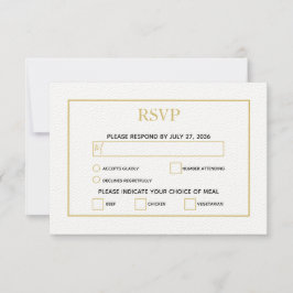 Minimalistisch Eenvoudig Gold Black en White Weddi RSVP Kaartje