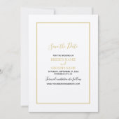Minimalistisch Eenvoudig Gold Black en White Weddi Save The Date (Voorkant)