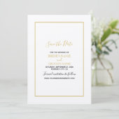 Minimalistisch Eenvoudig Gold Black en White Weddi Save The Date (Staand voorkant)