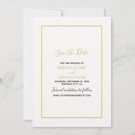 Minimalistisch Eenvoudig Gold Black en White Weddi Save The Date