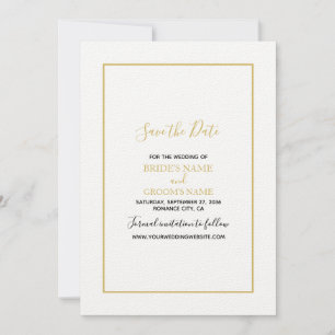 Minimalistisch Eenvoudig Gold Black en White Weddi Save The Date
