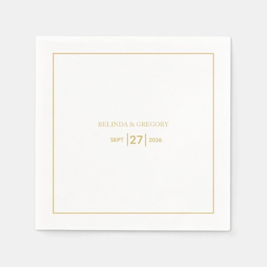 Minimalistisch Eenvoudig Gold Black en White Weddi Servet (Voorkant)