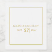 Minimalistisch Eenvoudig Gold Black en White Weddi Wijn Etiket (Enkel label)