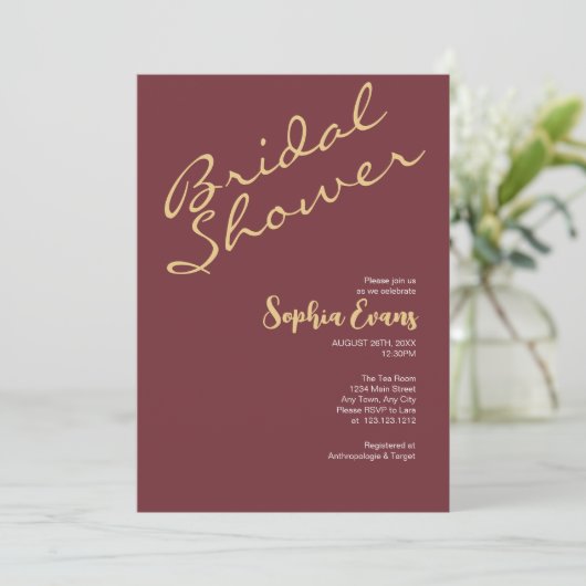 Minimalistisch & eenvoudig goud en wijn Vrijgezell Kaart (Staand voorkant)