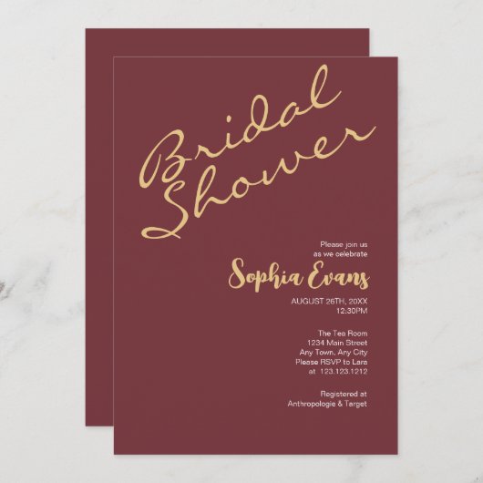 Minimalistisch & eenvoudig goud en wijn Vrijgezell Kaart (Voorkant / Achterkant)