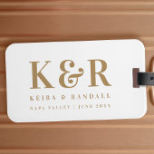 Minimalistisch Eenvoudig goud en wit dennengoed vo Bagagelabel