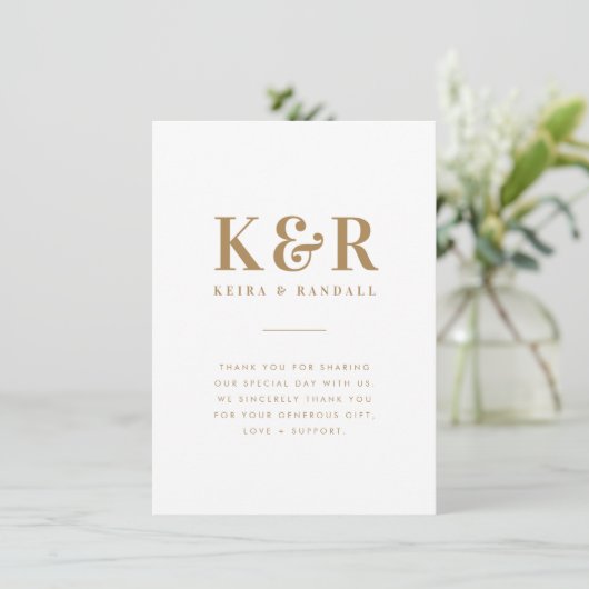 Minimalistisch Eenvoudig goud en wit dennengoed vo Bedankkaart (Staand voorkant)