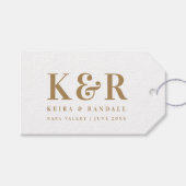 Minimalistisch Eenvoudig goud en wit dennengoed vo Cadeaulabel (Voorkant (Horizontaal))