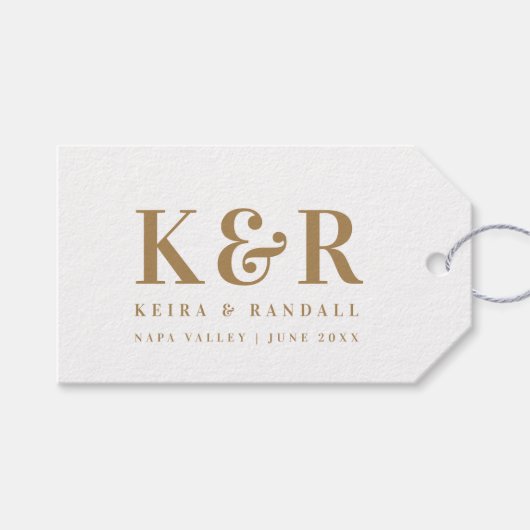 Minimalistisch Eenvoudig goud en wit dennengoed vo Cadeaulabel (Voorkant (Horizontaal))