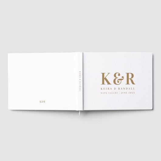 Minimalistisch Eenvoudig goud en wit dennengoed vo Gastenboek (Volledig)