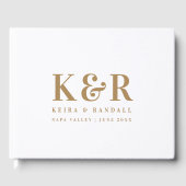 Minimalistisch Eenvoudig goud en wit dennengoed vo Gastenboek (Voorkant)