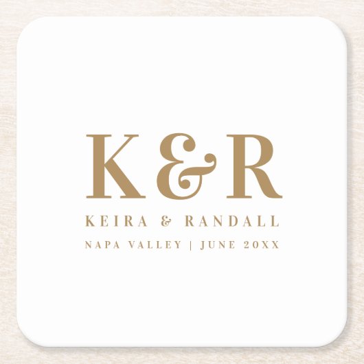 Minimalistisch Eenvoudig goud en wit dennengoed vo Kartonnen Onderzetters (Voorkant)