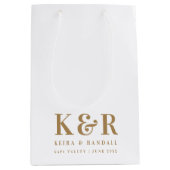 Minimalistisch Eenvoudig goud en wit dennengoed vo Medium Cadeauzakje (Voorkant)