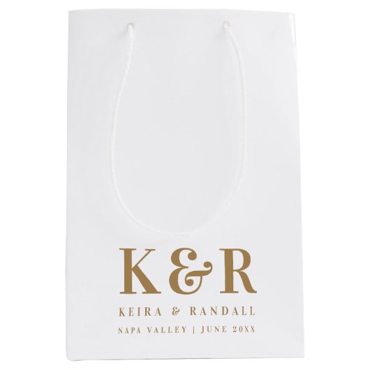 Minimalistisch Eenvoudig goud en wit dennengoed vo Medium Cadeauzakje (Voorkant)