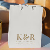 Minimalistisch Eenvoudig goud en wit dennengoed vo Medium Cadeauzakje