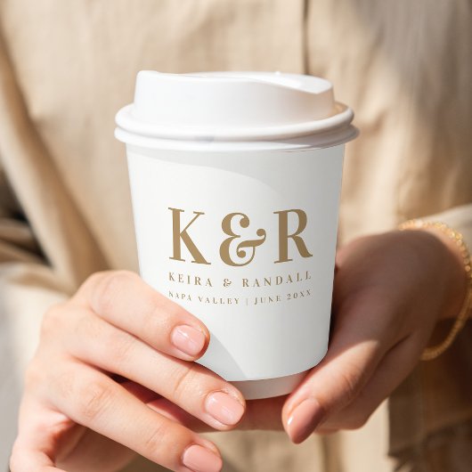 Minimalistisch Eenvoudig goud en wit dennengoed vo Papieren Bekers