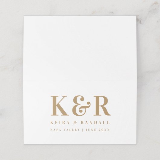 Minimalistisch Eenvoudig goud en wit dennengoed vo Plaatskaartje (Buitenkant ongevouwen)