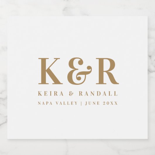 Minimalistisch Eenvoudig goud en wit dennengoed vo Sparkling Wijnetiket (Enkel label)