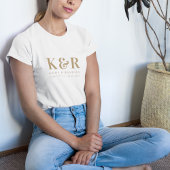 Minimalistisch Eenvoudig goud en wit dennengoed vo T-shirt