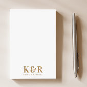 Minimalistisch eenvoudig goud en wit paar monogram post-it® notes