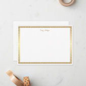 Minimalistisch eenvoudig goud modern randmonogram notitiekaartje (Voorkant / Achterkant in situ)