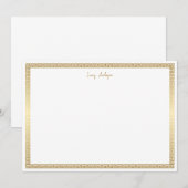 Minimalistisch eenvoudig goud modern randmonogram notitiekaartje (Voorkant / Achterkant)