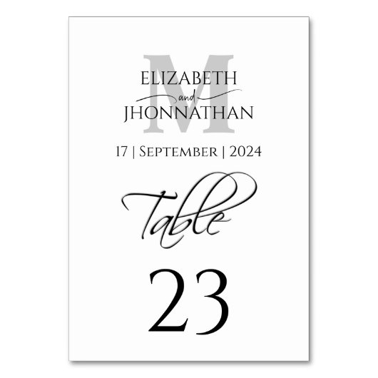 Minimalistisch Eenvoudig Grijs Monogram Naam Datum Kaart (Achterkant)