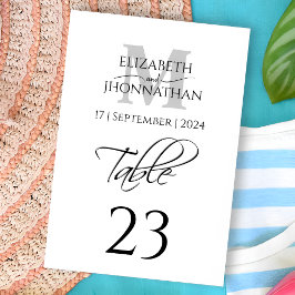 Minimalistisch Eenvoudig Grijs Monogram Naam Datum Kaart