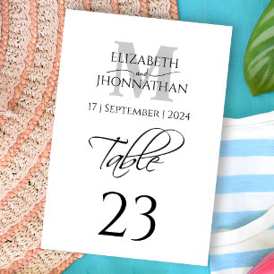 Minimalistisch Eenvoudig Grijs Monogram Naam Datum Kaart