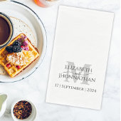 Minimalistisch Eenvoudig Grijs Monogram Naam Datum Servet