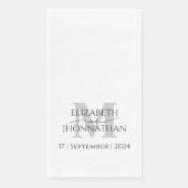 Minimalistisch Eenvoudig Grijs Monogram Naam Datum Servet (Voorkant)