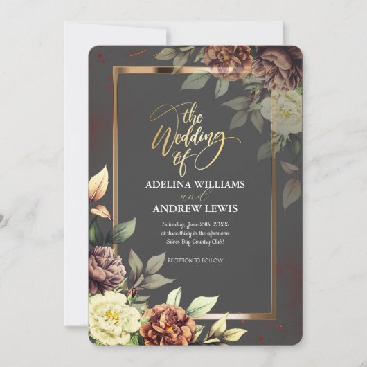 Minimalistisch eenvoudig grijs, Roos gouden Lijst  Kaart (Voorkant)