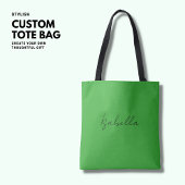 Minimalistisch eenvoudig groen handgeschreven scri tote bag