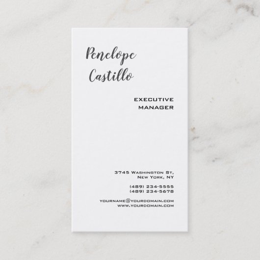 Minimalistisch, eenvoudig handgeschreven visitekaartje (Voorkant)