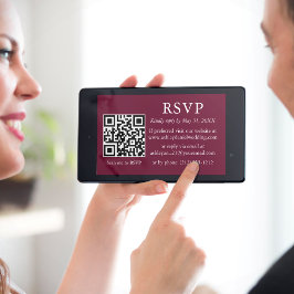 Minimalistisch Eenvoudig huwelijk Burgundy QR RSVP Kaart