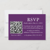 Minimalistisch eenvoudig huwelijk Paarse QR RSVP Kaart (Voorkant)