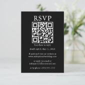 Minimalistisch eenvoudig huwelijk QR Black RSVP Kaart (Staand voorkant)