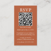 Minimalistisch eenvoudig huwelijk QR-foto Terracot Informatiekaartje (Voorkant)