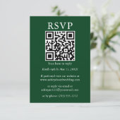 Minimalistisch Eenvoudig huwelijk QR Groene RSVP Kaart (Staand voorkant)
