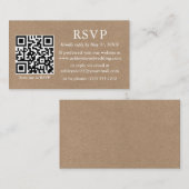 Minimalistisch Eenvoudig huwelijk QR Kraft RSVP Informatiekaartje (Voorkant / Achterkant)