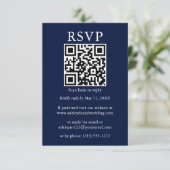 Minimalistisch Eenvoudig huwelijk QR RSVP Blue Kaart (Staand voorkant)