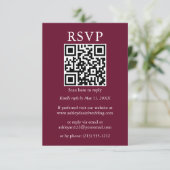 Minimalistisch Eenvoudig huwelijk QR RSVP Burgundy Kaart (Staand voorkant)