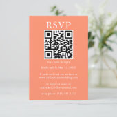 Minimalistisch Eenvoudig huwelijk QR RSVP Coral Kaart (Staand voorkant)