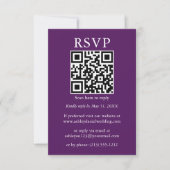 Minimalistisch eenvoudig huwelijk QR RSVP Paars Kaart (Voorkant)