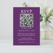 Minimalistisch eenvoudig huwelijk QR RSVP Paars Kaart (Staand voorkant)